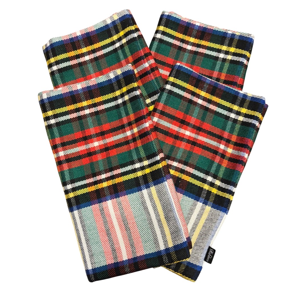 Multicolor Plaid Woven Lumbar 12x20 Pillow Covers Set of 4